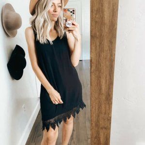 ASTR Crochet Lace Trim Sleeveless Mini Dress